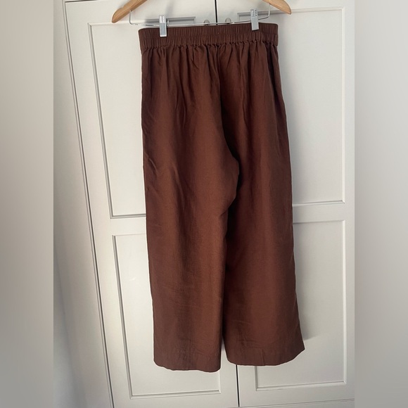 Madewell Petite Pull-On Straight Crop Pants in Linen Blend Size 2P brown NWT - Picture 5 of 9